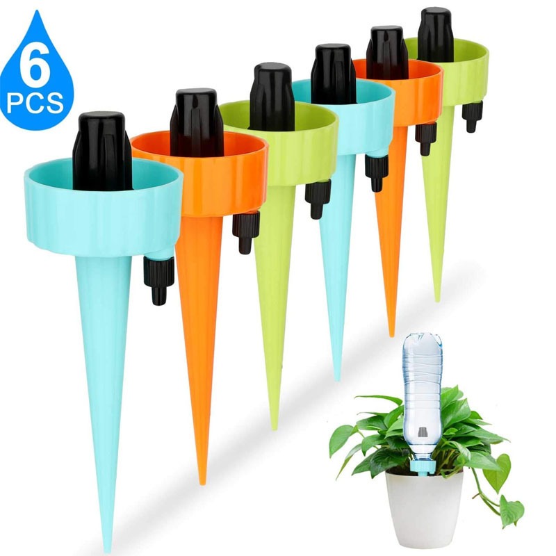 Self Watering Insert - 6/12個入り 自動給水スパイク 植物用 自動給水プランターインサート 調整可能な点滴バルブ付き、自動植物給水装置