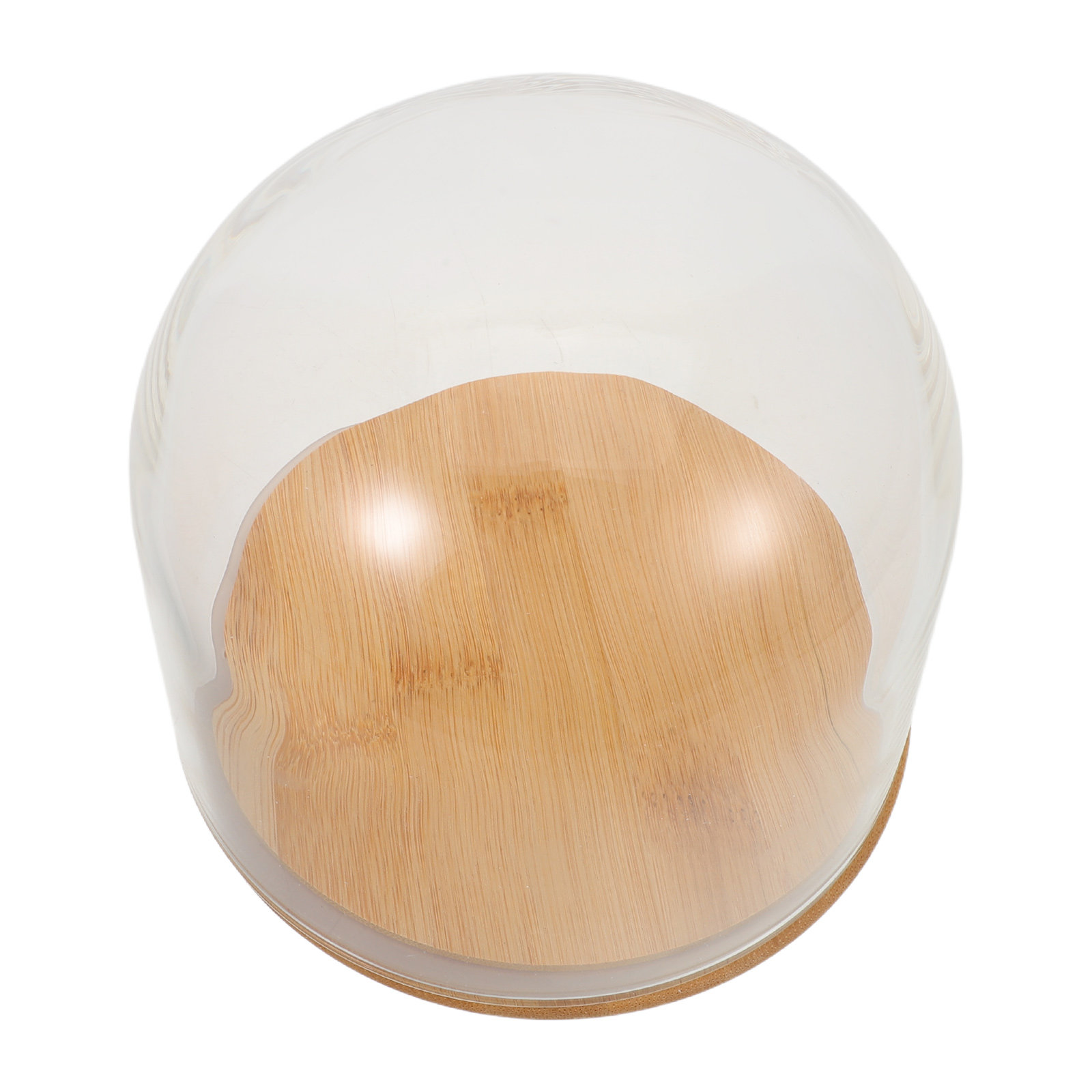 Plastic Dome Clear - 透明なガラスドーム型クローシュ、密閉された竹製の台座付き、永遠の花、プリザーブドフラワー、ケーキ、デザートのディスプレイ、防塵、家庭、オフィス用