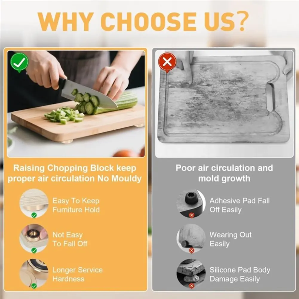 8つの真鍮製まな板足、滑り止めゴムパッド付き、キッチンまな板 - Cutting Board Foam のレビューと価格