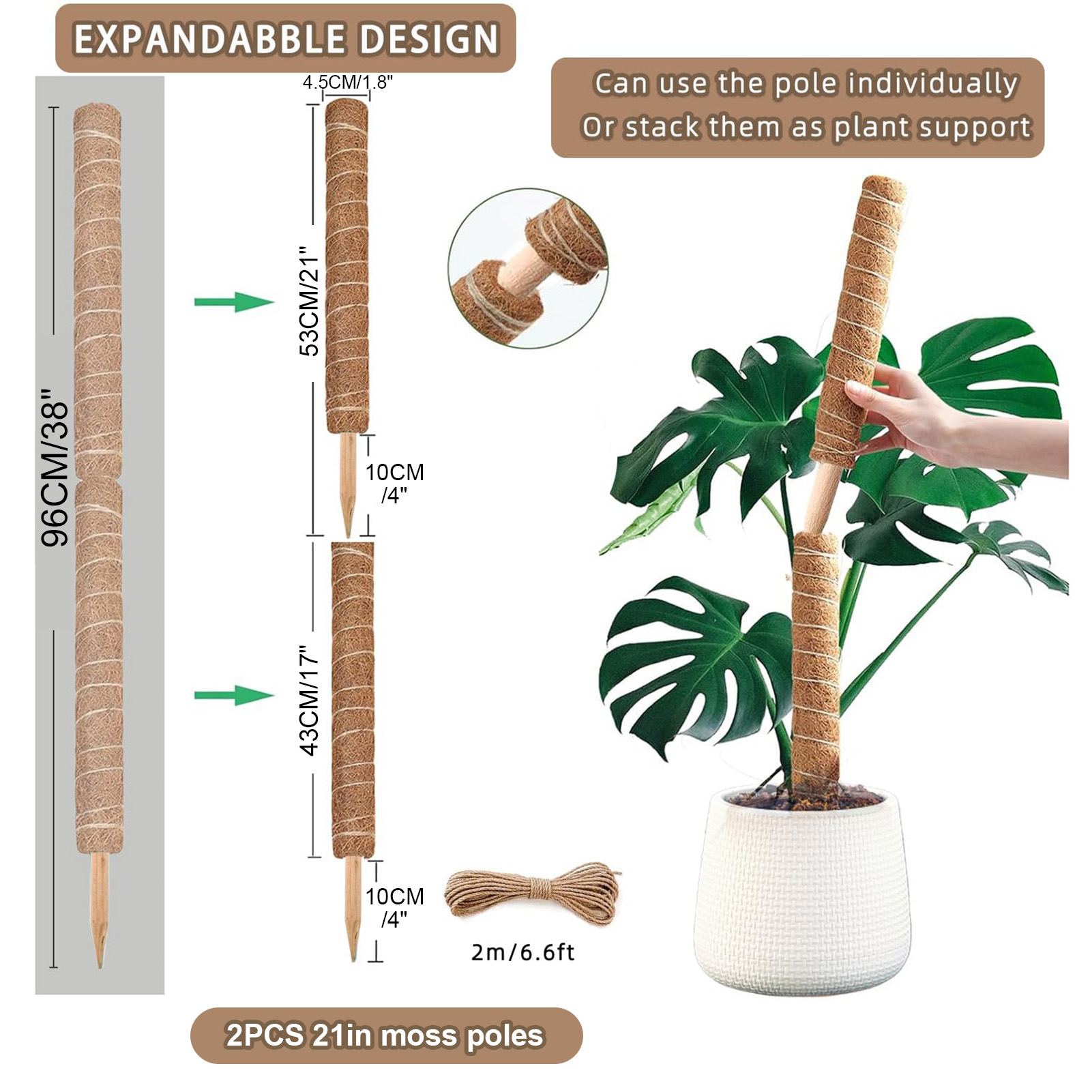 モスポール 38/43/53CM モンステラ植物サポート 積 - Sphagnum Moss Dry のレビューと価格