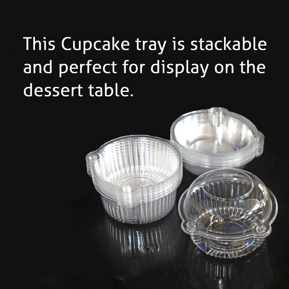 カップケーキホルダー 個別包装、50個入り カップケーキ容器 - Plastic Dome Clear のレビューと価格
