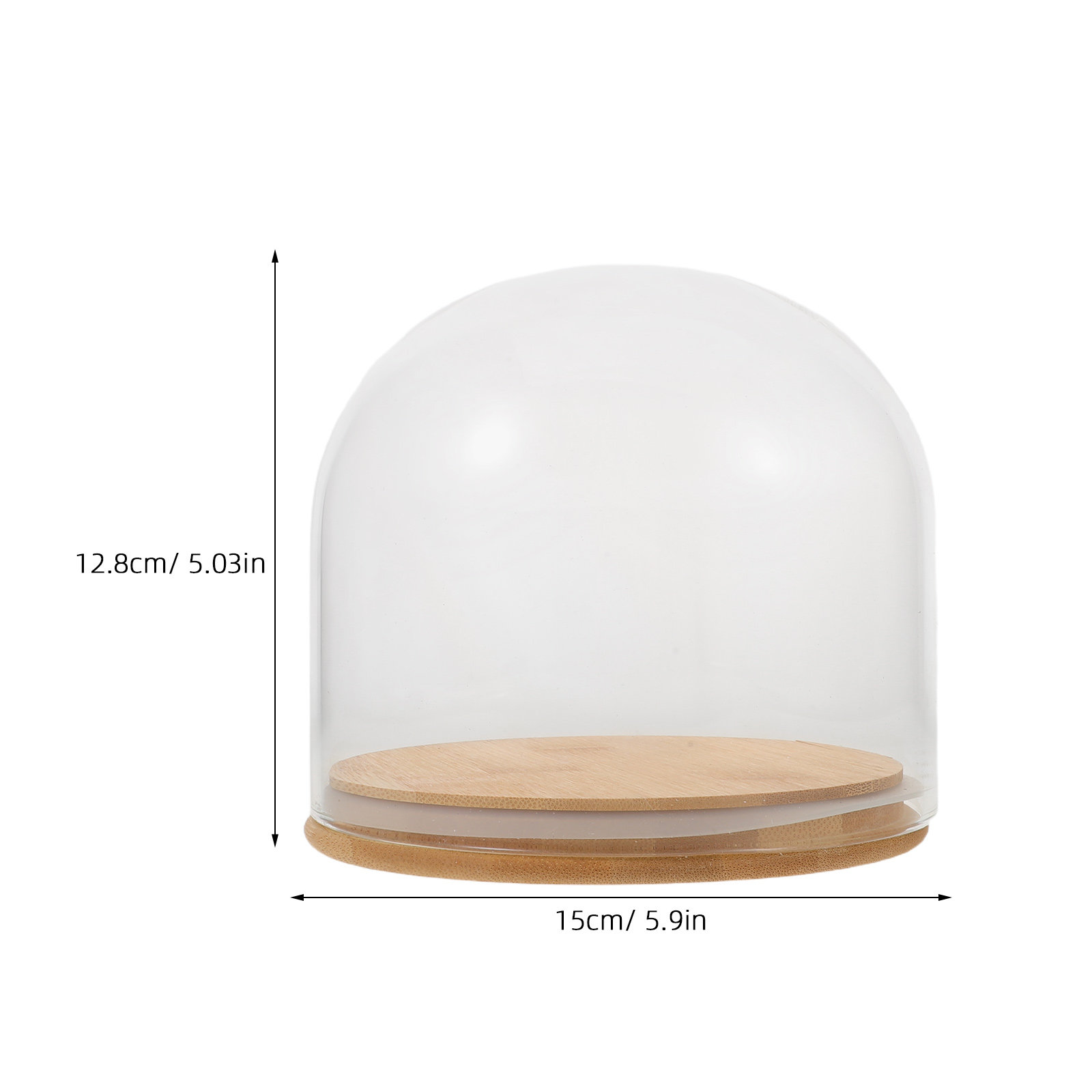 透明なガラスドーム型クローシュ、密閉された竹製の台座付き、永 - Plastic Dome Clear のレビューと価格