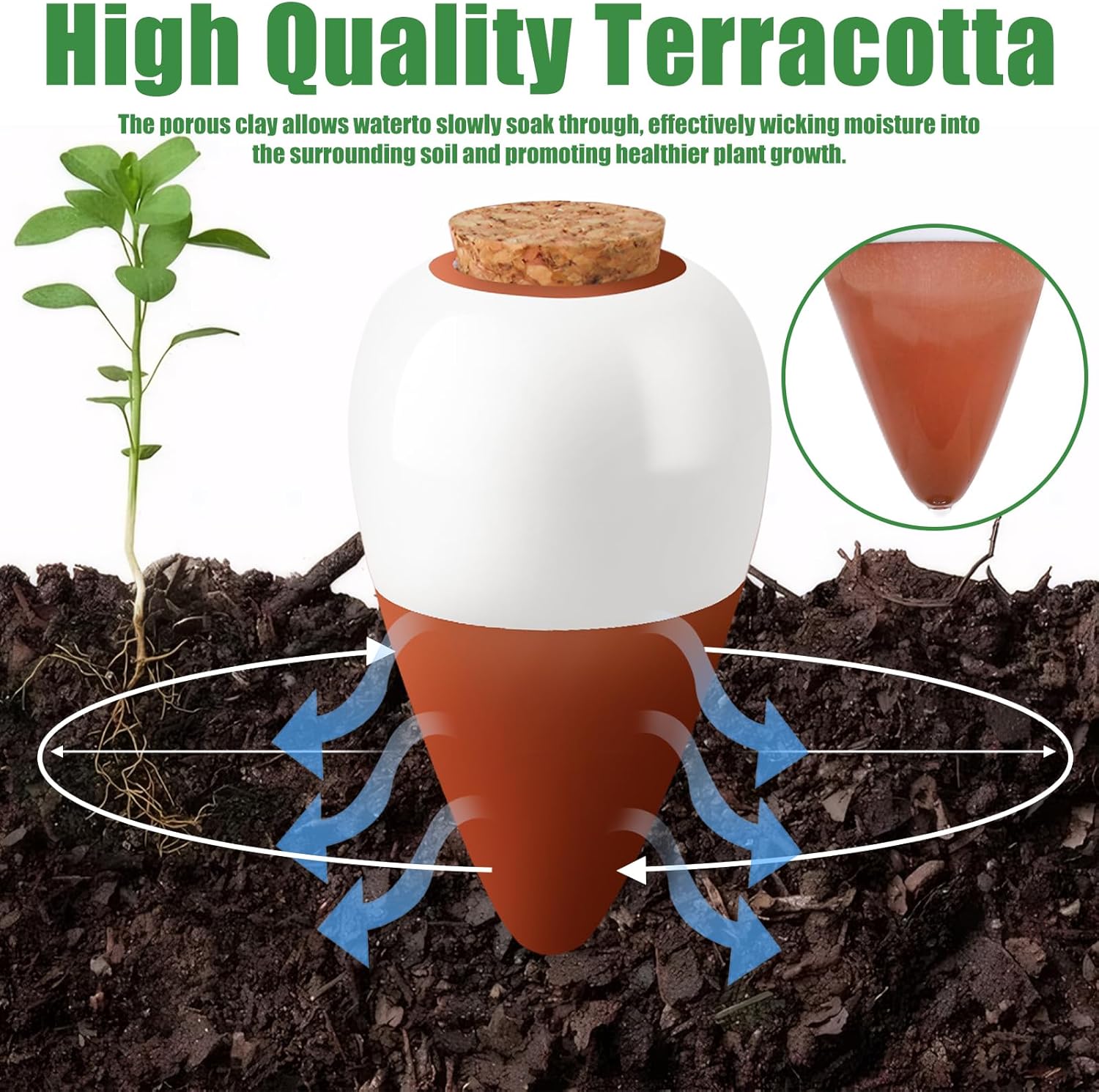 テラコッタ製水やりスパイク、自動給水グローブ、徐放性自動給水 - Self Watering Insert のレビューと価格