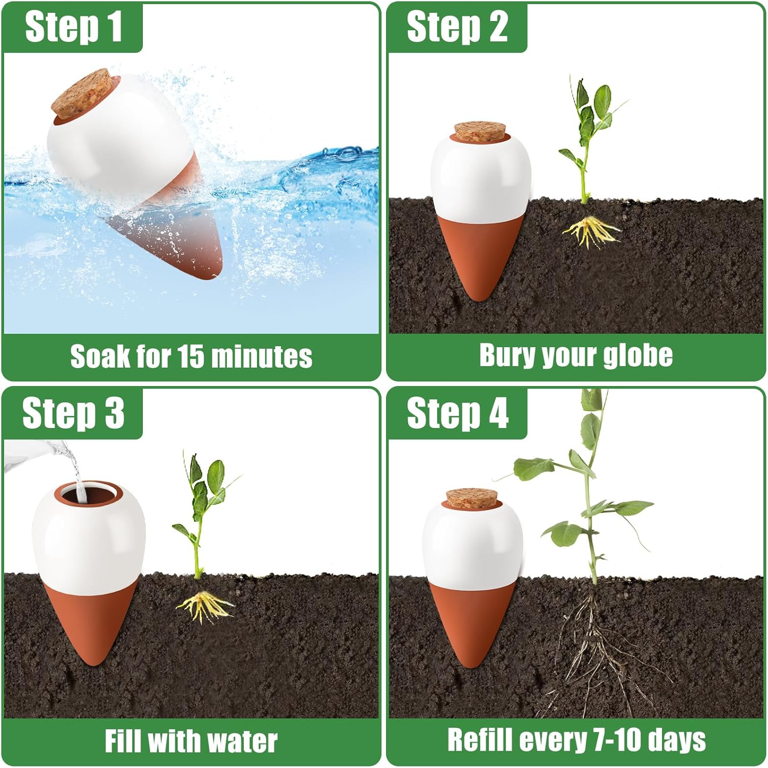 テラコッタ製水やりスパイク、自動給水グローブ、徐放性自動給水 - Self Watering Insert のレビューと価格