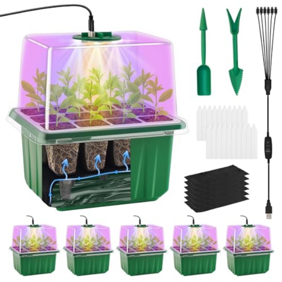 ライト付き種まきトレイ、6パック植物育成トレイ、湿度ドーム付 - Humidity Dome Kit のレビューと価格