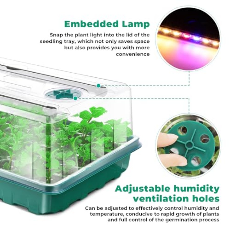 育成ライト付き種子スタータートレイ、96セル種子スターターキ - Humidity Dome Kit のレビューと価格